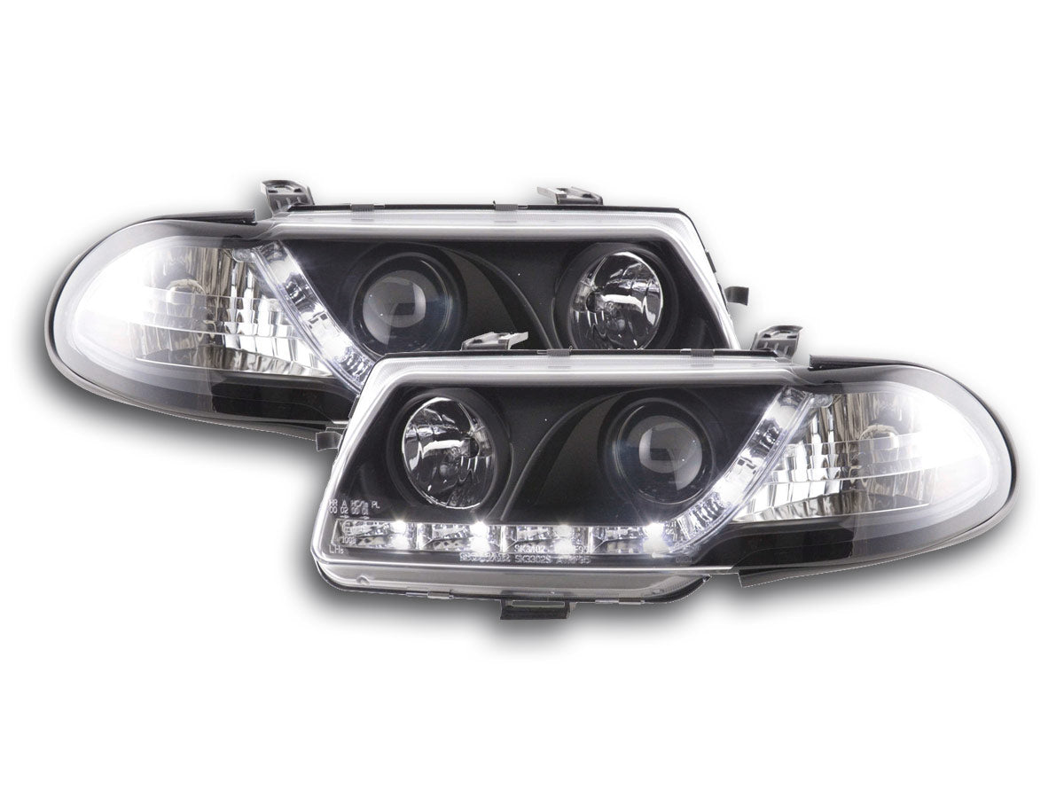 Scheinwerfer Set Daylight LED TFL-Optik Opel Astra F  95-97 schwarz