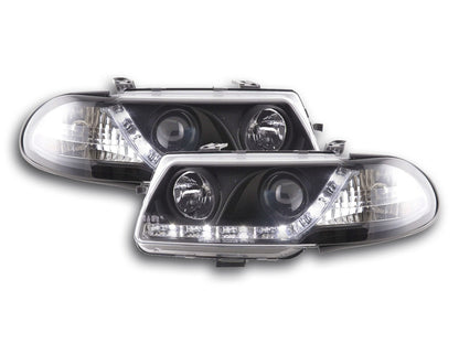 Scheinwerfer Set Daylight LED TFL-Optik Opel Astra F  95-97 schwarz