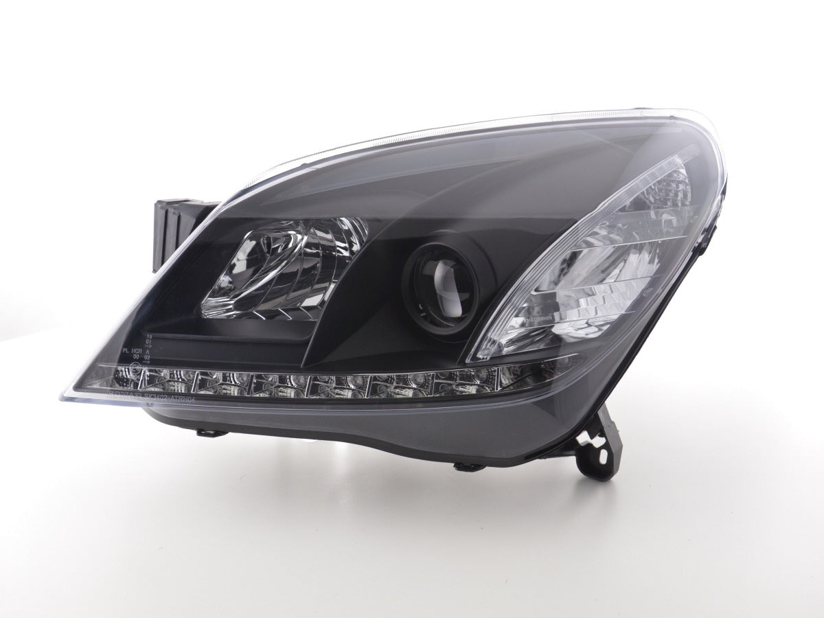Scheinwerfer Set Daylight LED TFL-Optik Opel Astra H Bj. 04-10 schwarz für Rechtslenker