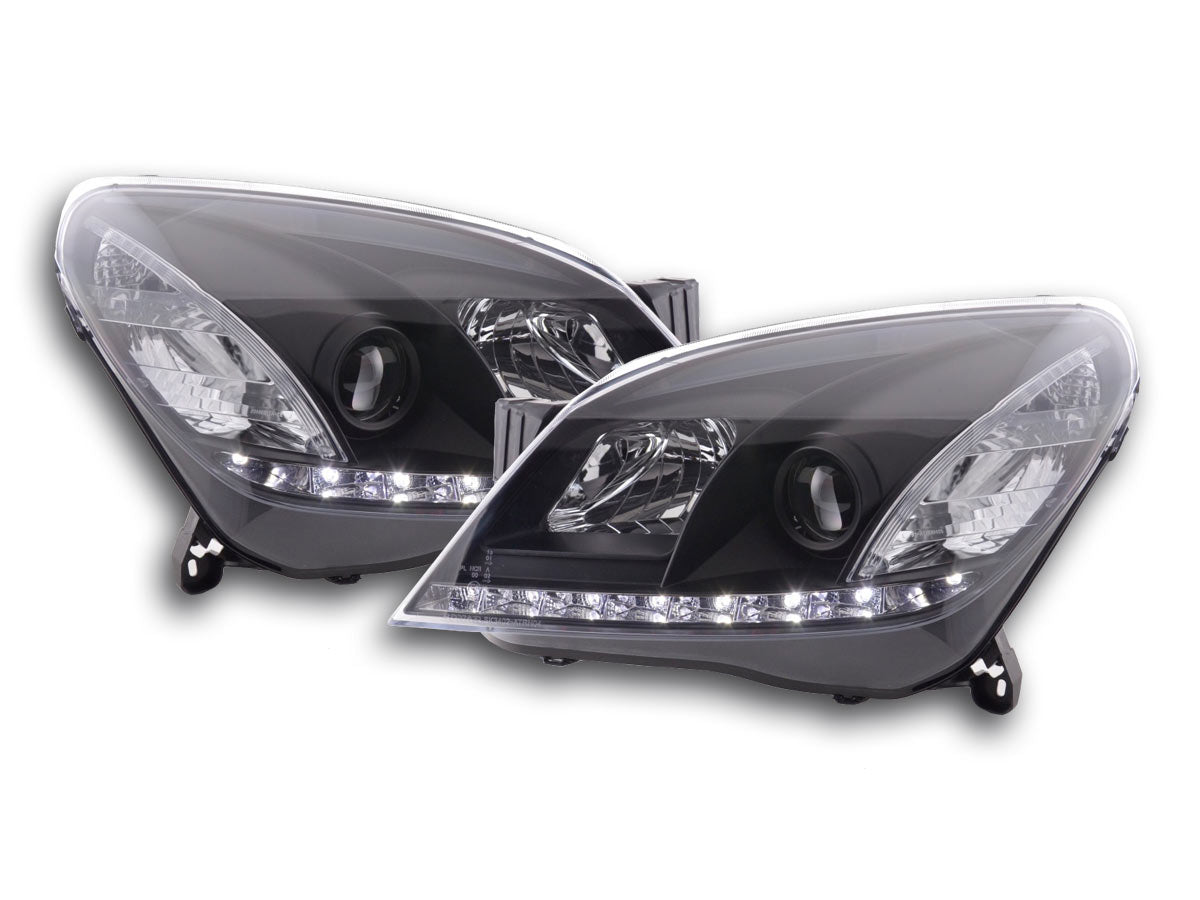 Scheinwerfer Set Daylight LED TFL-Optik Opel Astra H Bj. 04-10 schwarz für Rechtslenker