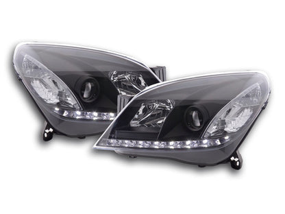 Scheinwerfer Set Daylight LED TFL-Optik Opel Astra H Bj. 04-10 schwarz für Rechtslenker