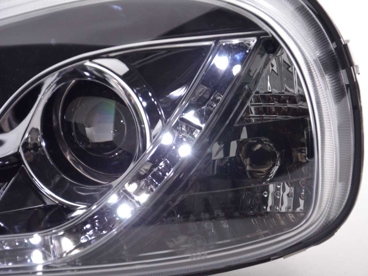 Scheinwerfer Set Daylight LED TFL-Optik Opel Corsa B Bj. 94-00 chrom