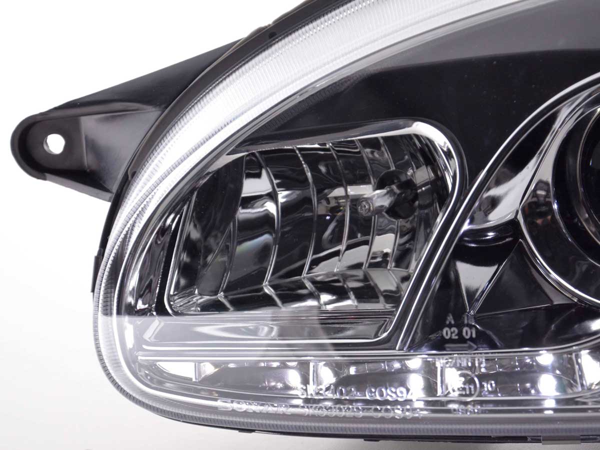 Scheinwerfer Set Daylight LED TFL-Optik Opel Corsa B Bj. 94-00 chrom