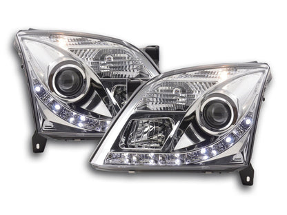 Scheinwerfer Set Daylight LED TFL-Optik Opel Vectra C Bj. 02-05 chrom für Rechtslenker