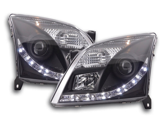 Scheinwerfer Set Daylight LED TFL-Optik Opel Vectra C Bj. 02-05 schwarz für Rechtslenker