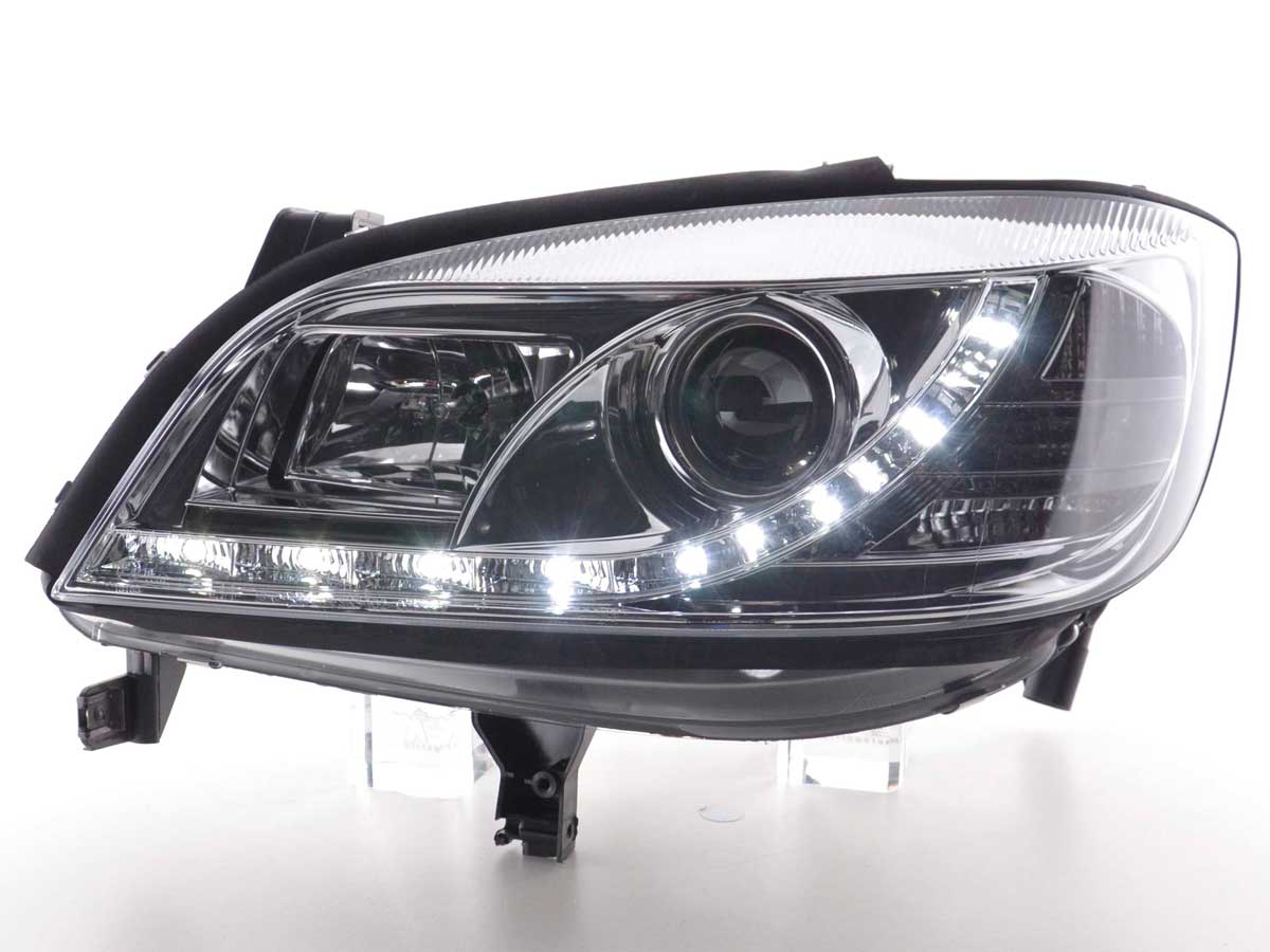 Scheinwerfer Set Daylight LED TFL-Optik Opel Zafira A Bj. 99-04 chrom
