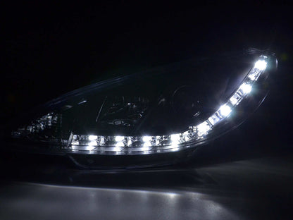 Scheinwerfer Set Daylight LED Tagfahrlicht Peugeot 206 Typ S16 Bj. 98- schwarz