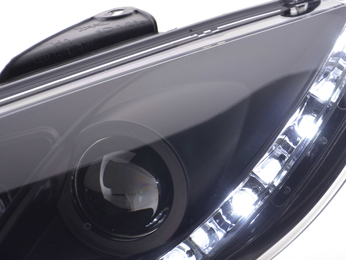 Scheinwerfer Set Daylight LED Tagfahrlicht Peugeot 206 Typ S16 Bj. 98- schwarz