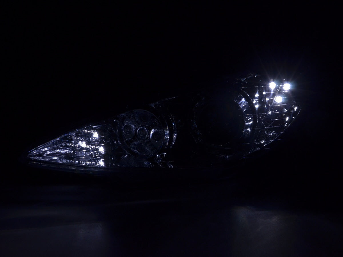 Scheinwerfer Set Daylight LED TFL-Optik Peugeot 206 Bj. 98-05 chrom