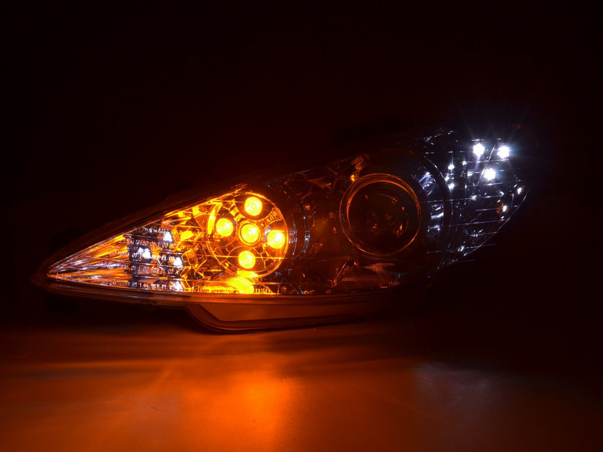 Scheinwerfer Set Daylight LED TFL-Optik Peugeot 206 Bj. 98-05 chrom