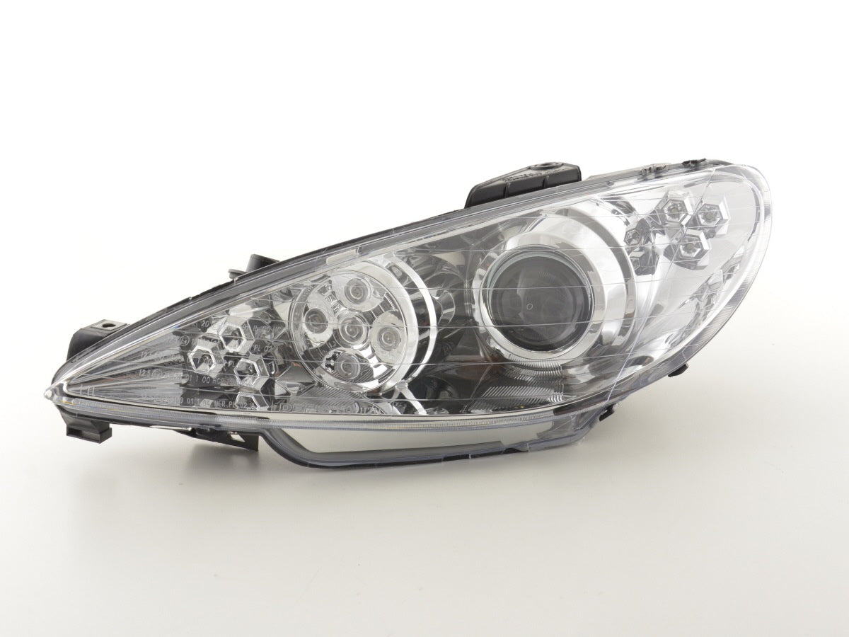 Scheinwerfer Set Daylight LED TFL-Optik Peugeot 206 Bj. 98-05 chrom
