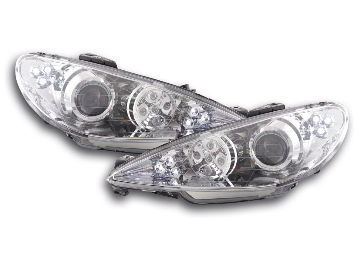 Scheinwerfer Set Daylight LED TFL-Optik Peugeot 206 Bj. 98-05 chrom