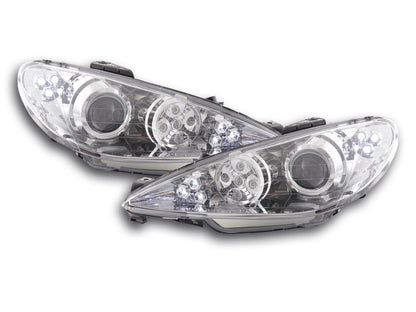 Scheinwerfer Set Daylight LED TFL-Optik Peugeot 206 Bj. 98-05 chrom