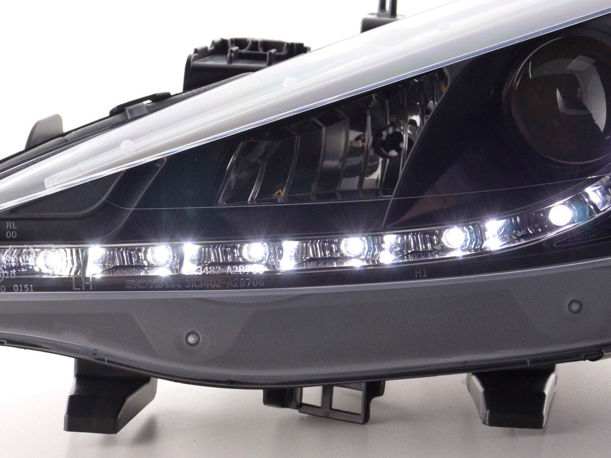 Scheinwerfer Set Daylight LED TFL-Optik Peugeot 207 Bj. 06- schwarz