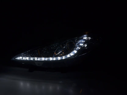 Scheinwerfer Set Daylight LED Tagfahrlicht Peugeot 207 Bj. 06- chrom für Rechtslenker