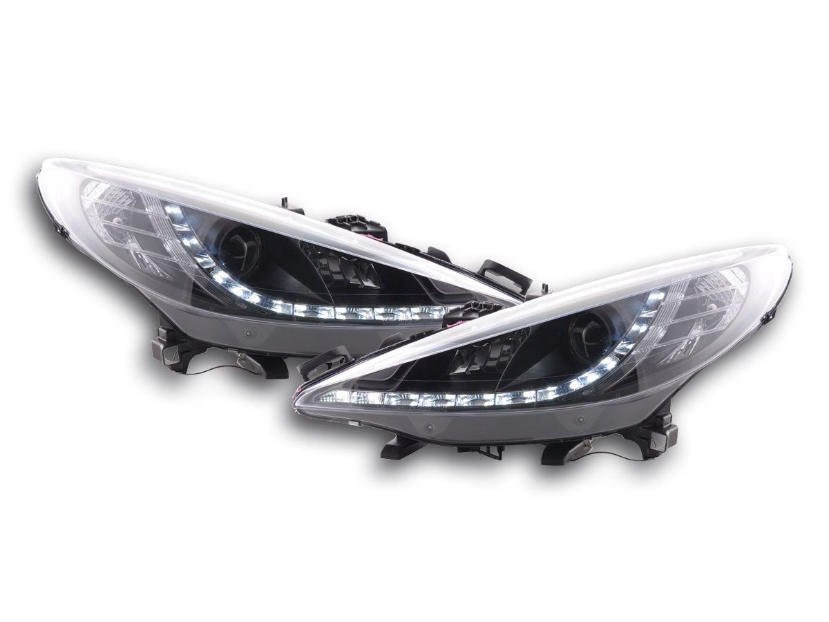 Scheinwerfer Set Daylight LED Tagfahrlicht Peugeot 207 Bj. 06- schwarz für Rechtslenker