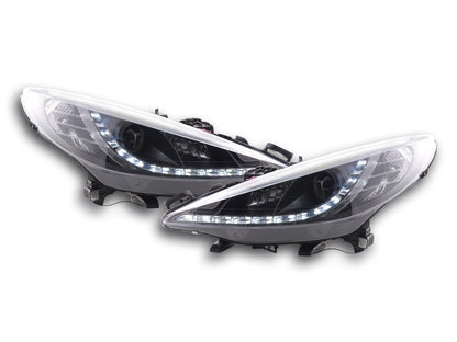 Scheinwerfer Set Daylight LED Tagfahrlicht Peugeot 207 Bj. 06- schwarz für Rechtslenker