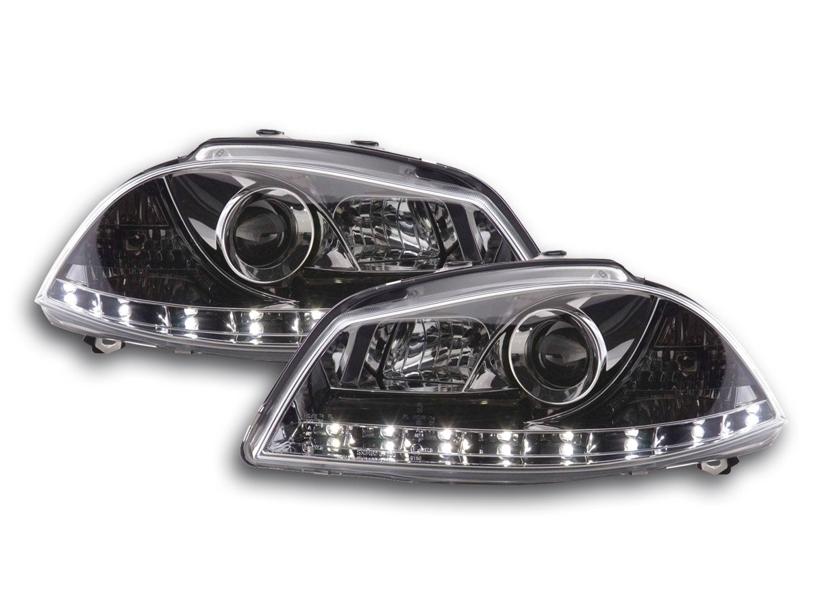 Scheinwerfer Set Daylight LED TFL-Optik Seat Ibiza Typ 6L Bj. 03-08 chrom