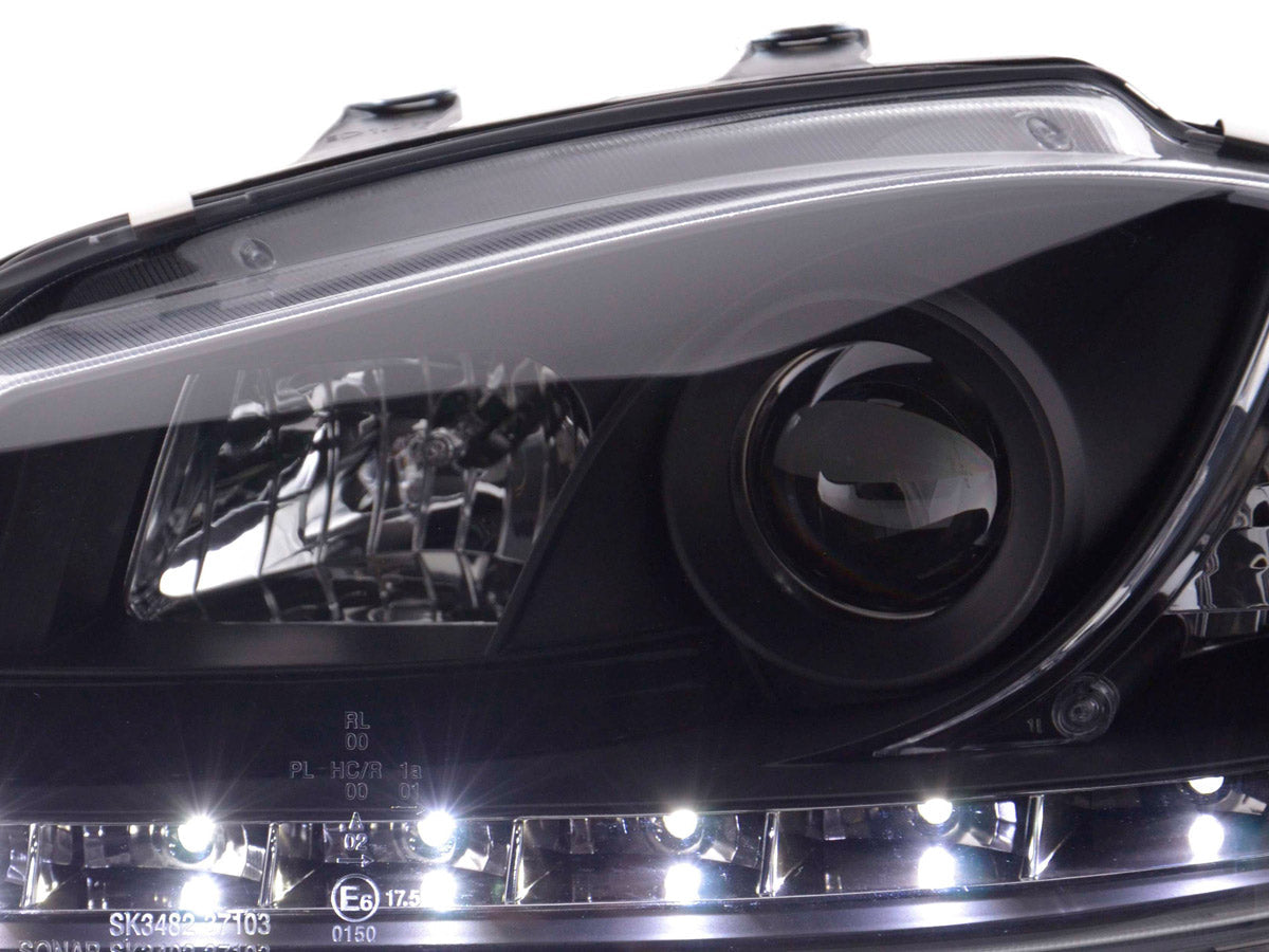 Scheinwerfer Set Daylight LED TFL-Optik Seat Ibiza Typ 6L Bj. 03-08 schwarz