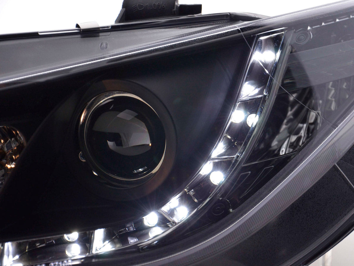 Scheinwerfer Set Daylight LED TFL-Optik Seat Ibiza Typ 6J Bj. 08- schwarz