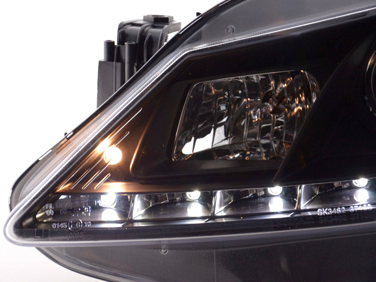 Scheinwerfer Set Daylight LED TFL-Optik Seat Ibiza Typ 6J Bj. 08- schwarz