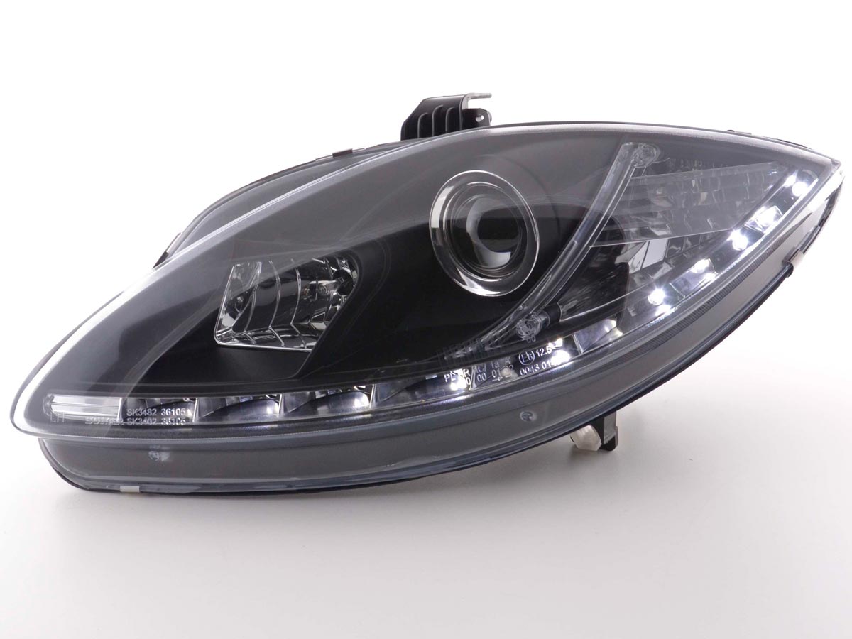 Scheinwerfer Set Daylight LED TFL-Optik Seat Leon Typ 1P Bj. 05-09 schwarz