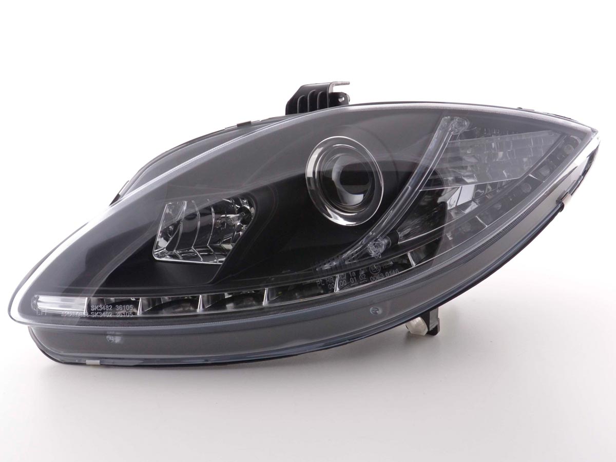 Scheinwerfer Set Daylight LED TFL-Optik Seat Leon Typ 1P / Altea/Toledo Typ 5P schwarz