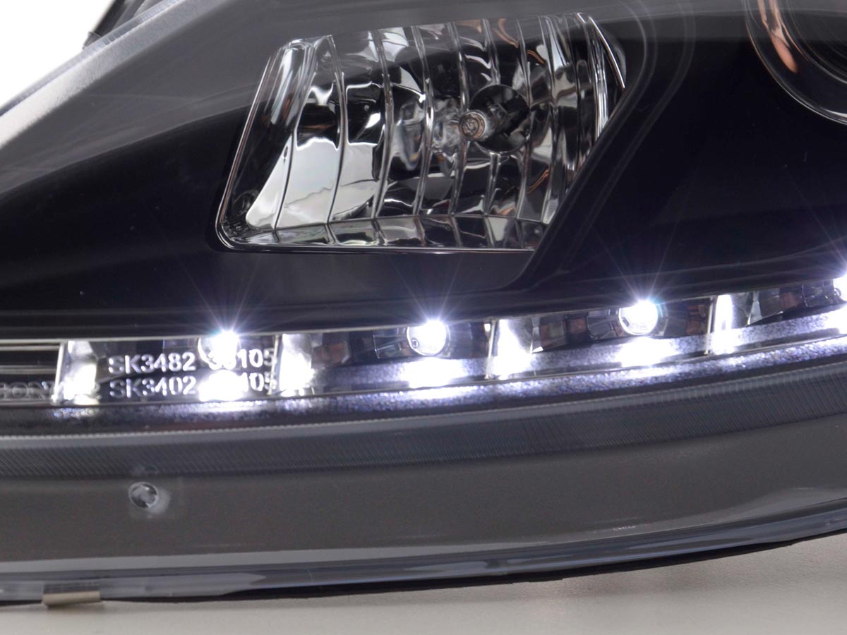 Scheinwerfer Set Daylight LED TFL-Optik Seat Leon Typ 1P / Altea/Toledo Typ 5P schwarz