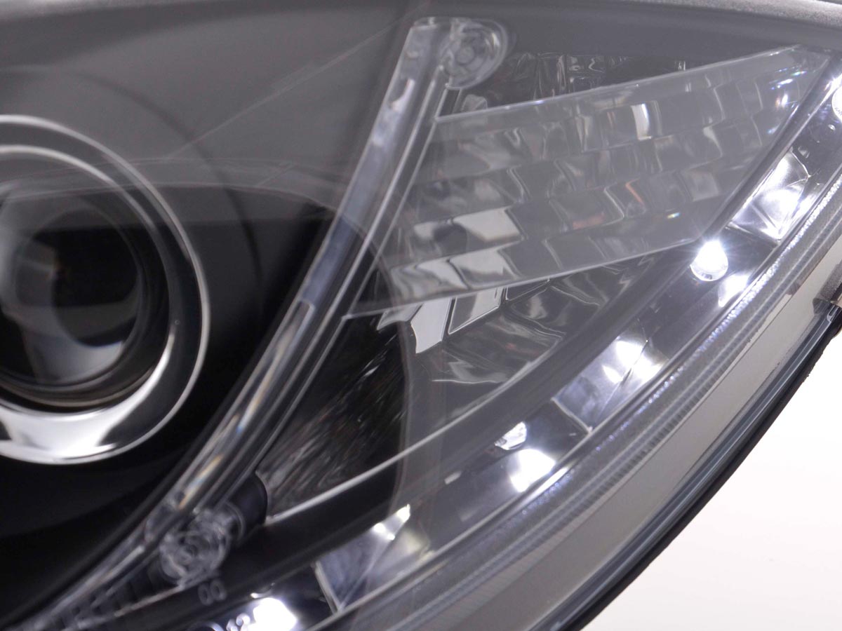 Scheinwerfer Set Daylight LED TFL-Optik Seat Leon Typ 1P / Altea/Toledo Typ 5P schwarz