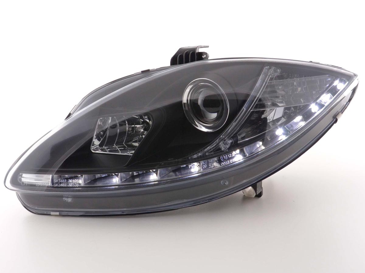 Scheinwerfer Set Daylight LED TFL-Optik Seat Leon Typ 1P / Altea/Toledo Typ 5P schwarz