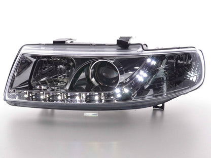 Scheinwerfer Set Daylight LED TFL-Optik Seat Leon Typ 1M Bj. 99-05 chrom