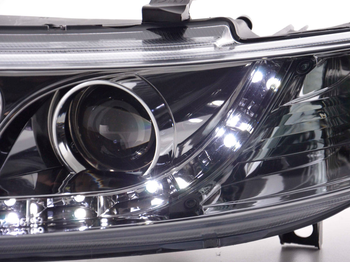 Scheinwerfer Set Daylight LED TFL-Optik Seat Leon Typ 1M Bj. 99-05 chrom