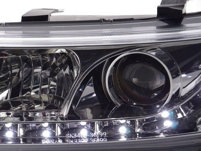Scheinwerfer Set Daylight LED TFL-Optik Seat Leon Typ 1M Bj. 99-05 chrom