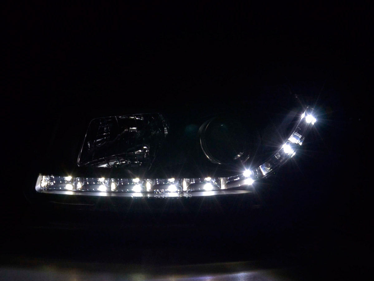 Scheinwerfer Set Daylight LED TFL-Optik Seat Leon Typ 1M Bj. 99-05 schwarz