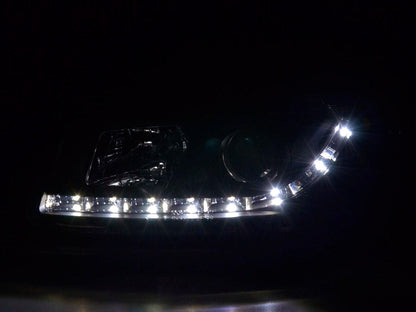 Scheinwerfer Set Daylight LED TFL-Optik Seat Leon Typ 1M Bj. 99-05 schwarz