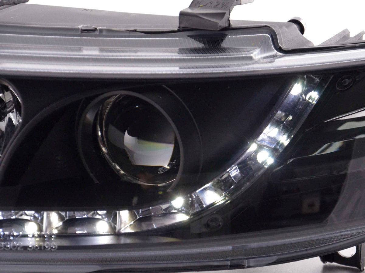 Scheinwerfer Set Daylight LED TFL-Optik Seat Leon Typ 1M Bj. 99-05 schwarz