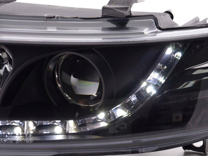 Scheinwerfer Set Daylight LED TFL-Optik Seat Leon Typ 1M Bj. 99-05 schwarz