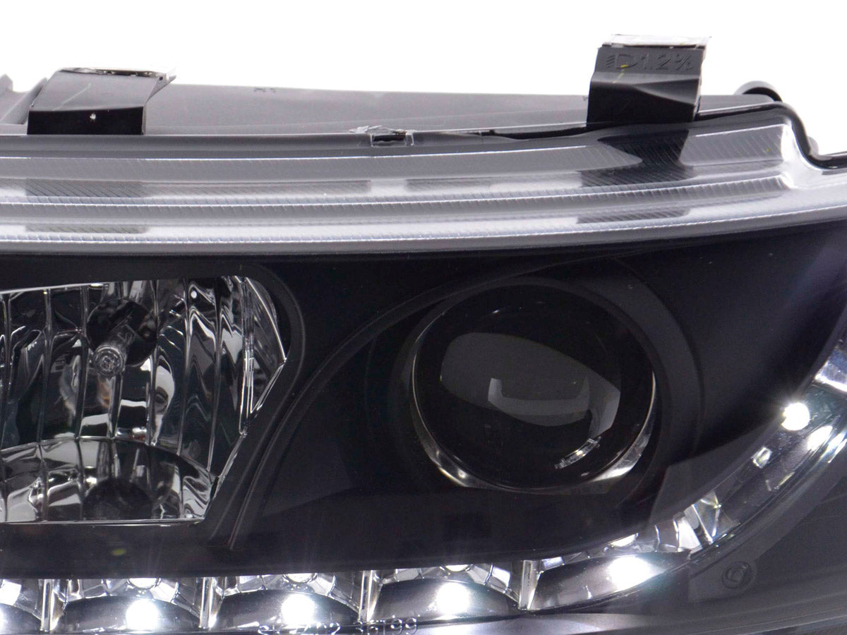 Scheinwerfer Set Daylight LED TFL-Optik Seat Leon Typ 1M Bj. 99-05 schwarz