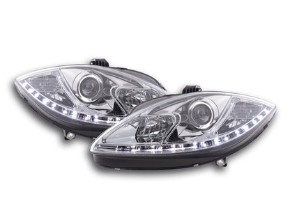 Scheinwerfer Set Daylight LED TFL-Optik Seat Leon 1P Bj. 09- chrom für Rechtslenker