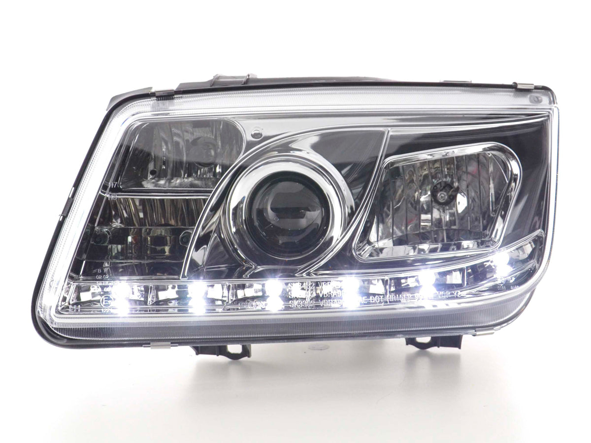 Scheinwerfer Set Daylight LED TFL-Optik VW Bora Typ 1J Bj. 99-04 chrom