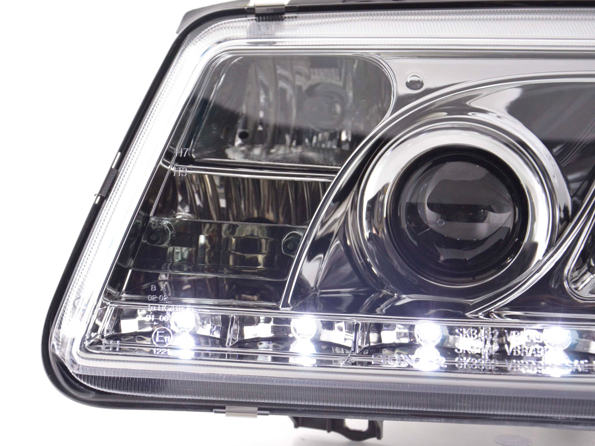 Scheinwerfer Set Daylight LED TFL-Optik VW Bora Typ 1J Bj. 99-04 chrom