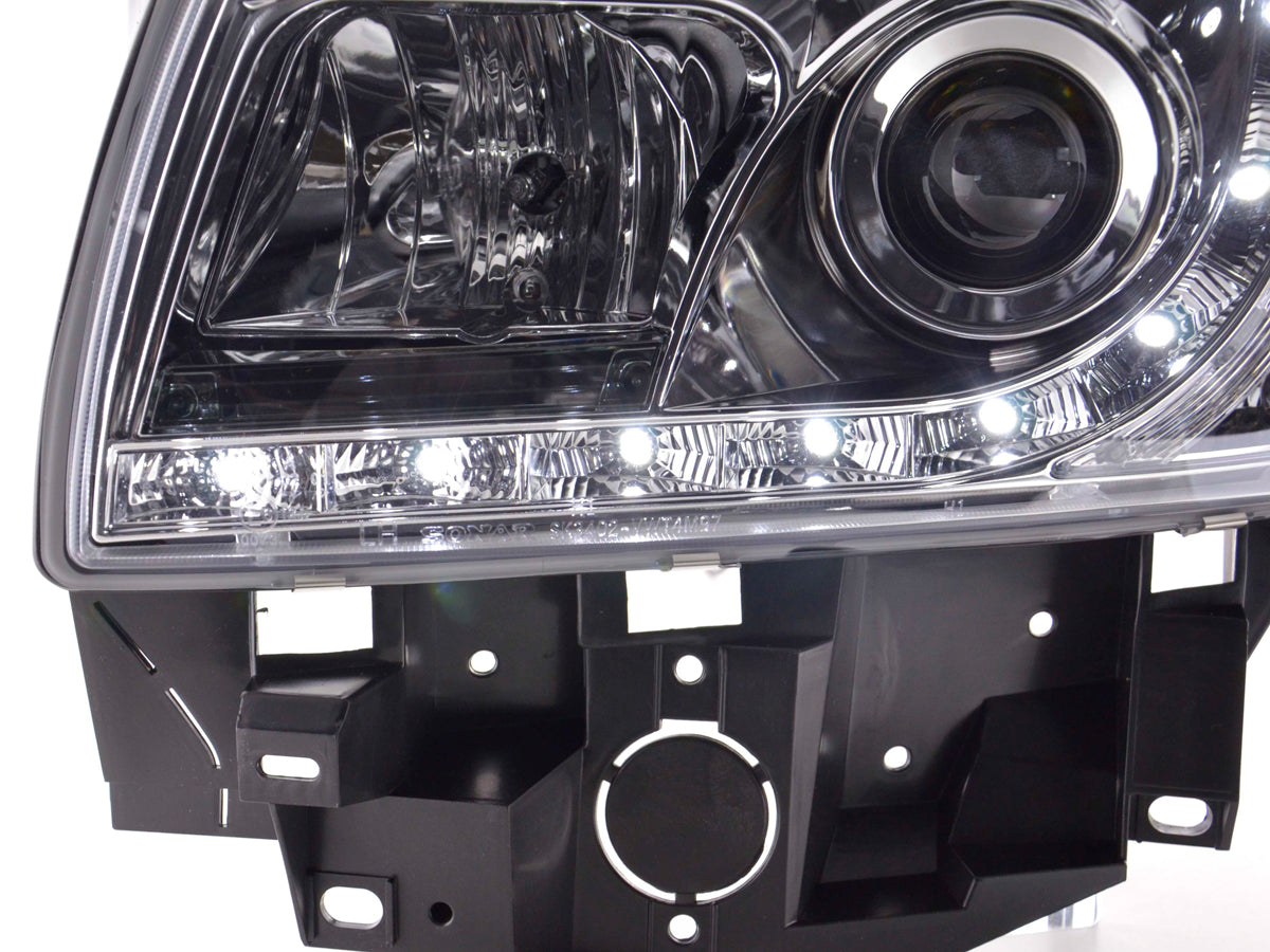 Scheinwerfer Set Daylight LED TFL-Optik VW Bus Typ T4  96-03 chrom