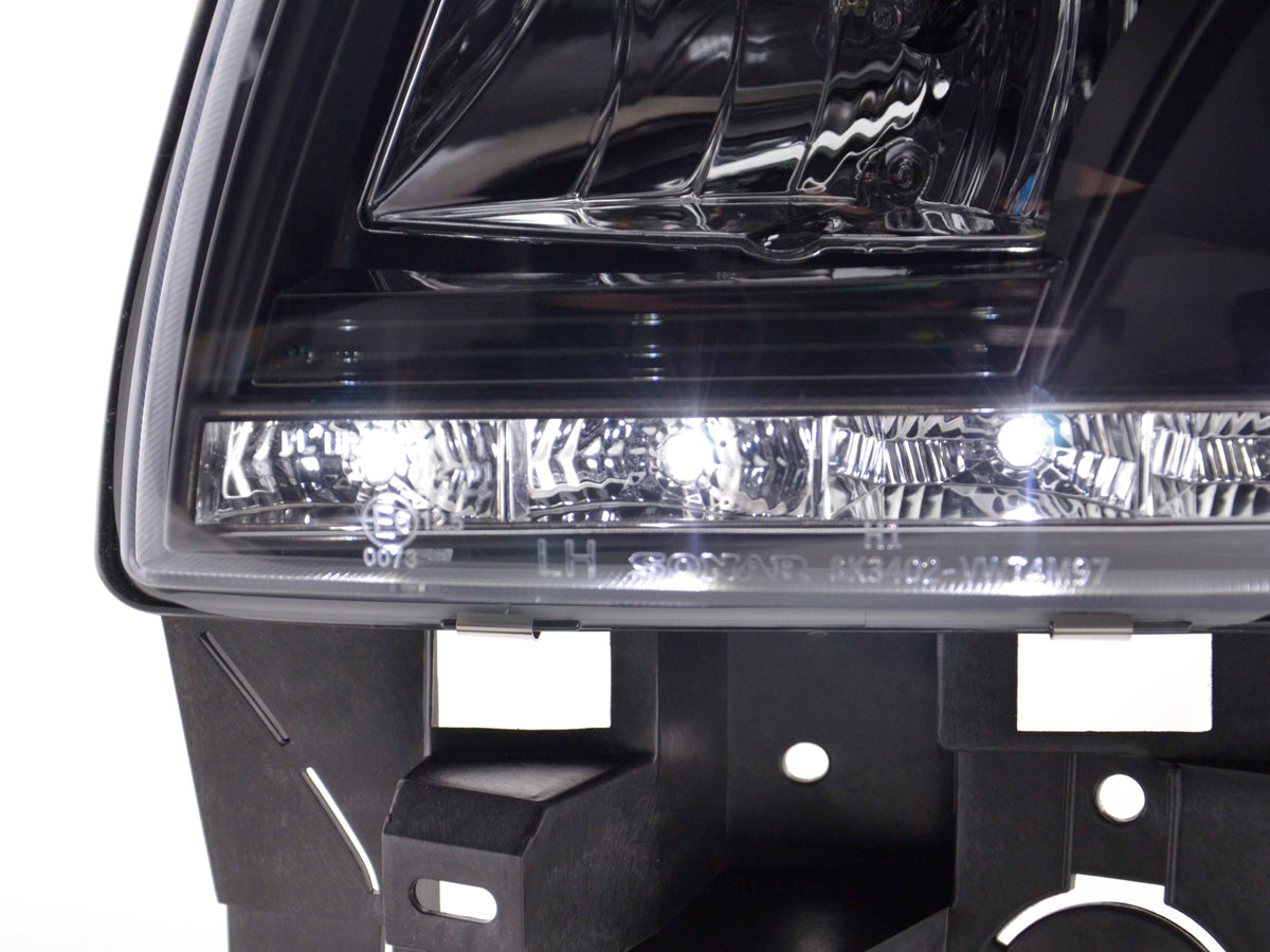 Scheinwerfer Set Daylight LED TFL-Optik VW Bus T4 Bj. 96-03 schwarz
