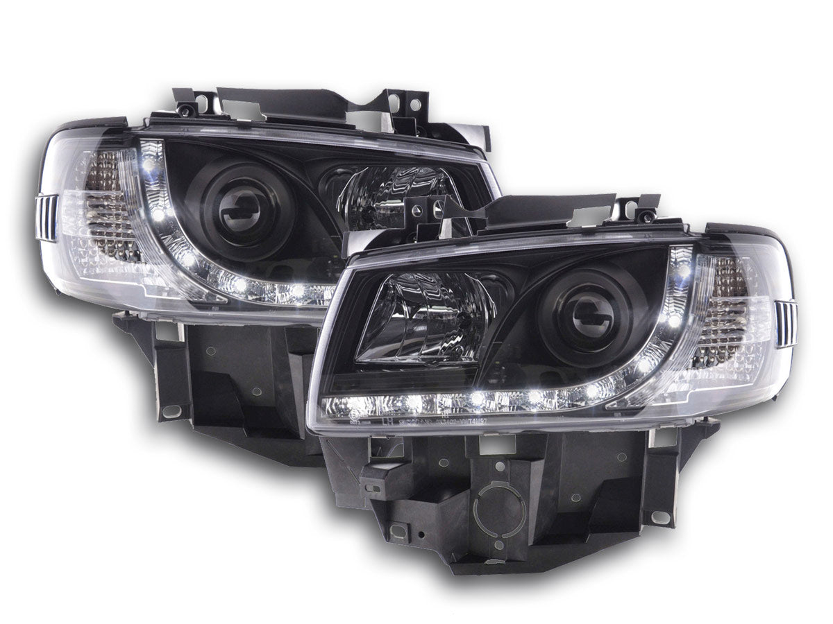 Scheinwerfer Set Daylight LED TFL-Optik VW Bus T4 Bj. 96-03 schwarz