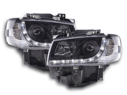 Scheinwerfer Set Daylight LED TFL-Optik VW Bus T4 Bj. 96-03 schwarz