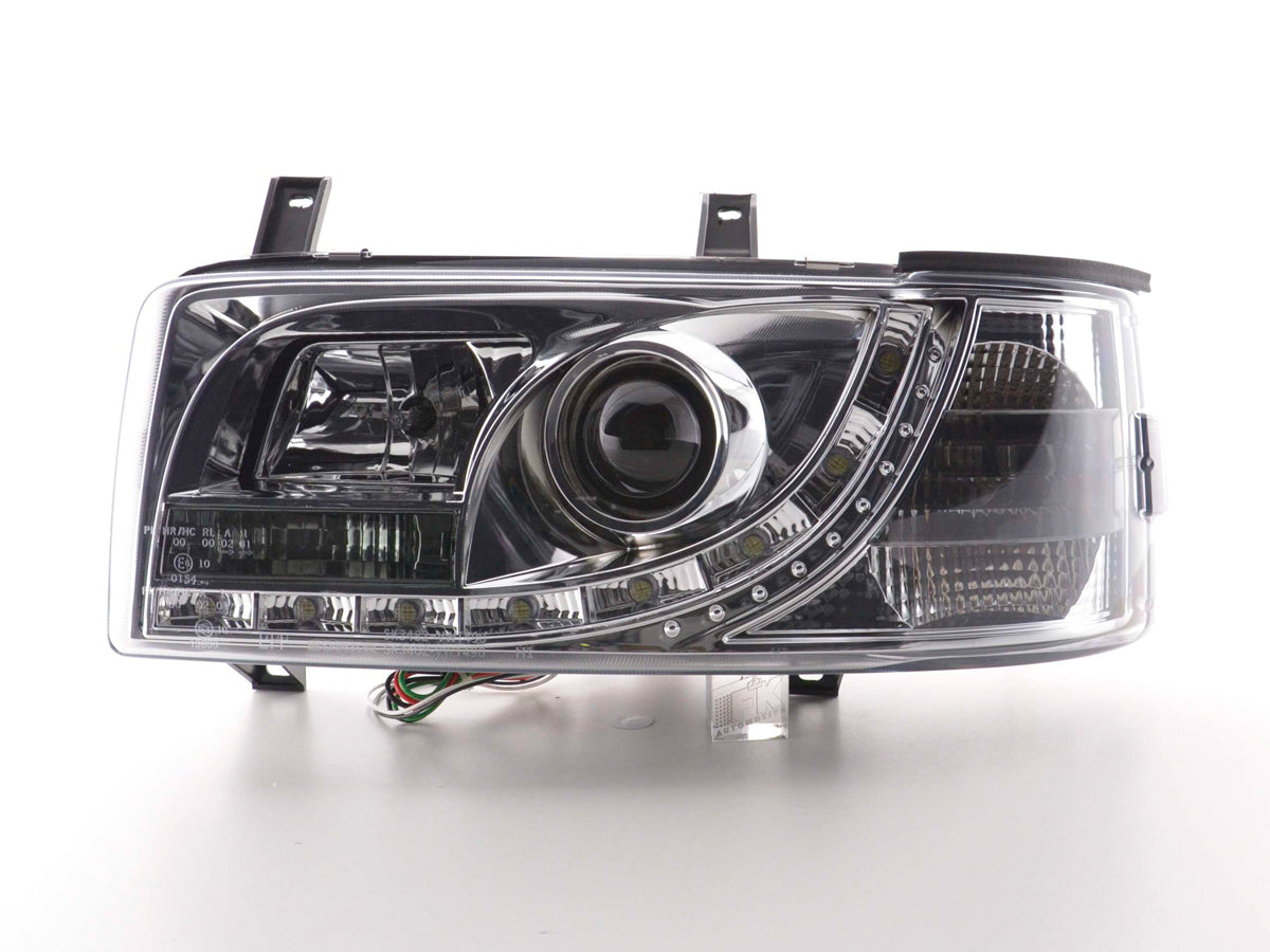 Scheinwerfer Tagfahrlicht LED chrom+LED Blinker passt für VW T4 kurz ab  90-03