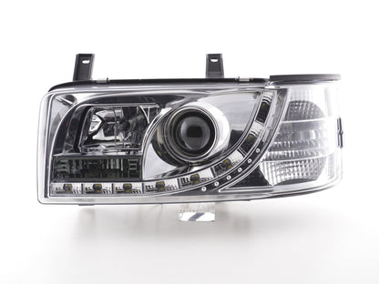 Scheinwerfer Set Daylight LED TFL-Optik VW Bus Typ T4 Bj. 90-03 chrom für Rechtslenker