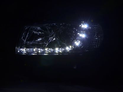 Scheinwerfer Set Daylight LED TFL-Optik VW Bus Typ T4  96-03 chrom für Rechtslenker