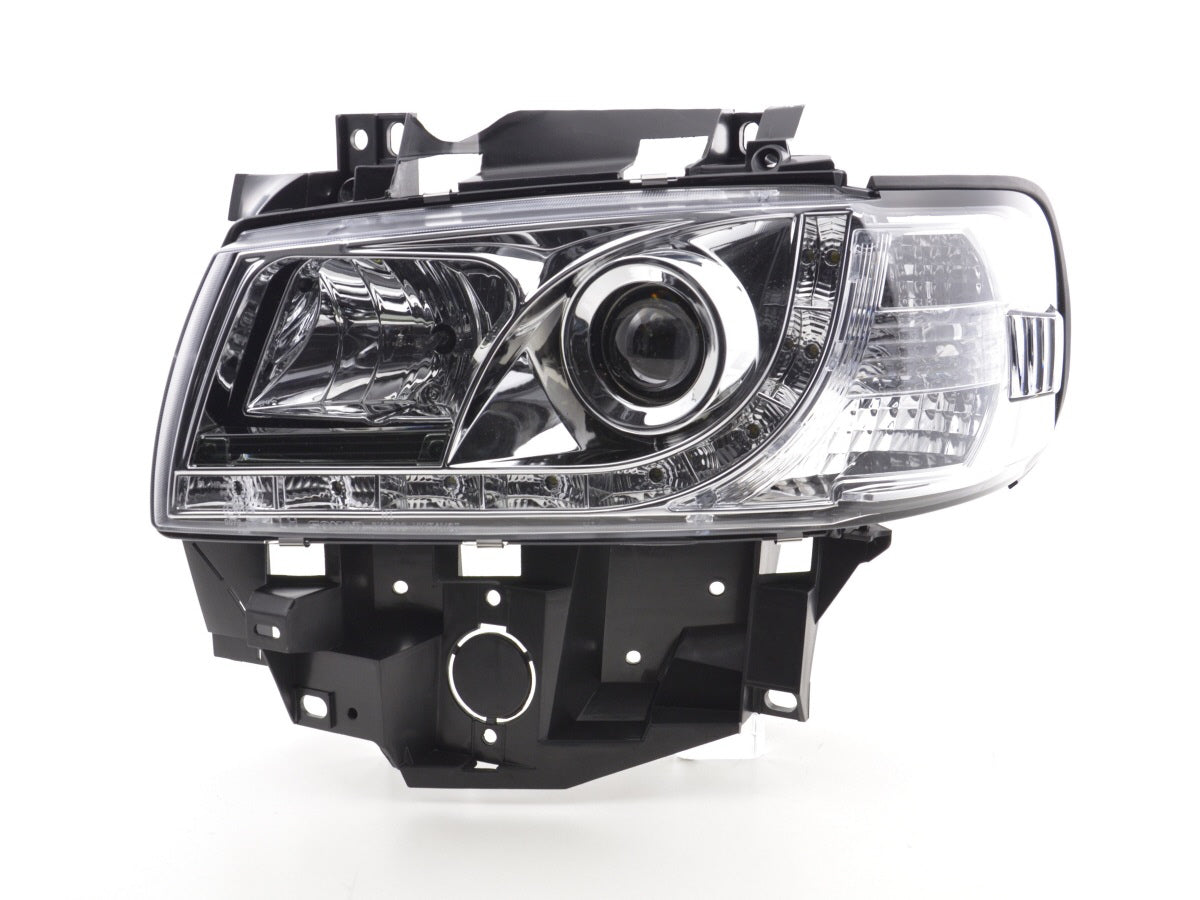 Scheinwerfer Set Daylight LED TFL-Optik VW Bus Typ T4  96-03 chrom für Rechtslenker