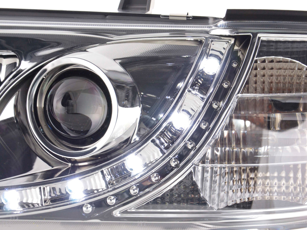Scheinwerfer Set Daylight LED TFL-Optik VW Bus Typ T4 Bj. 90-03 chrom